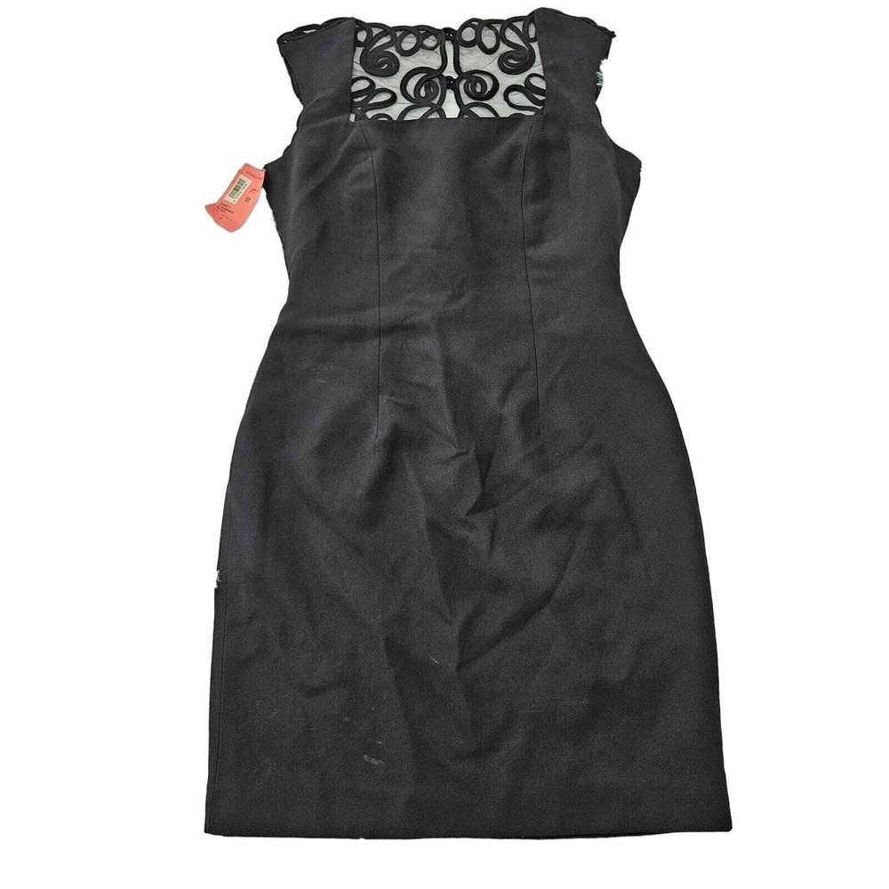 Laundry by Shelli Segal Black Soutache Mesh Back Cocktail Dress Sz 6 Elegant